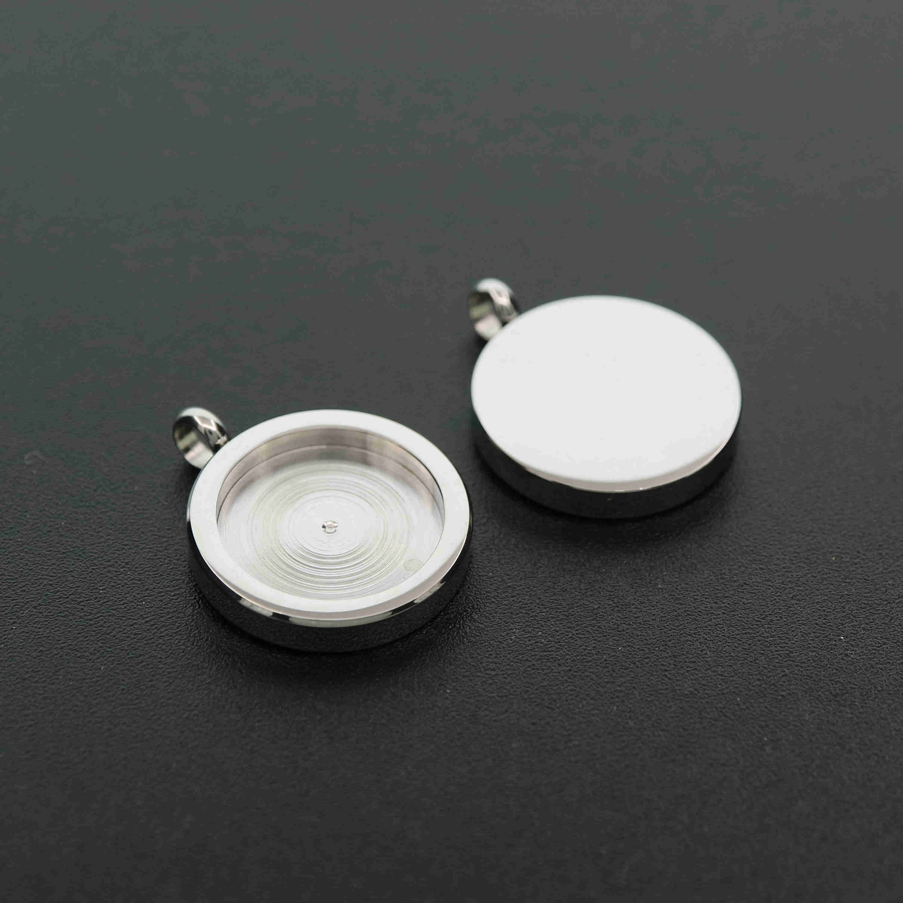 5Pcs 15MM Setting Size Stainless Steel Round Bezel Tray Color Not Tarnish Pendant Charm Settings DIY jewelry Supplies 1411223 - Click Image to Close